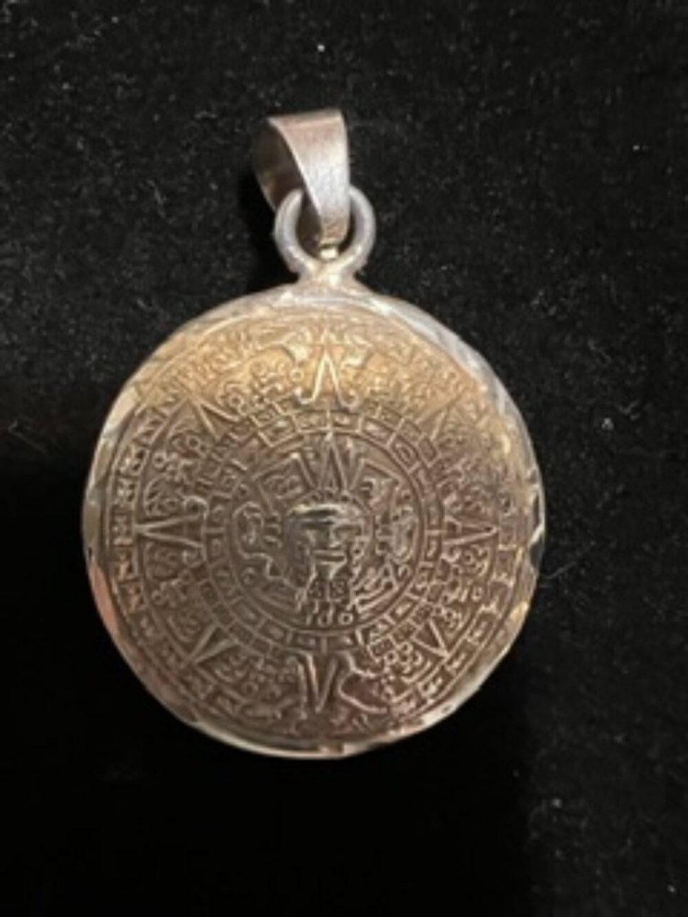 Unique Vintage Antique Taxco Mexico Sterling Silver 925 Sundial Aztec Pendant